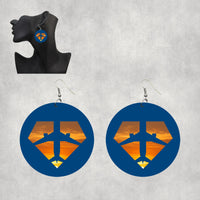 Thumbnail for Supermen of The Skies (Sunset) Designed Wooden Drop Earrings