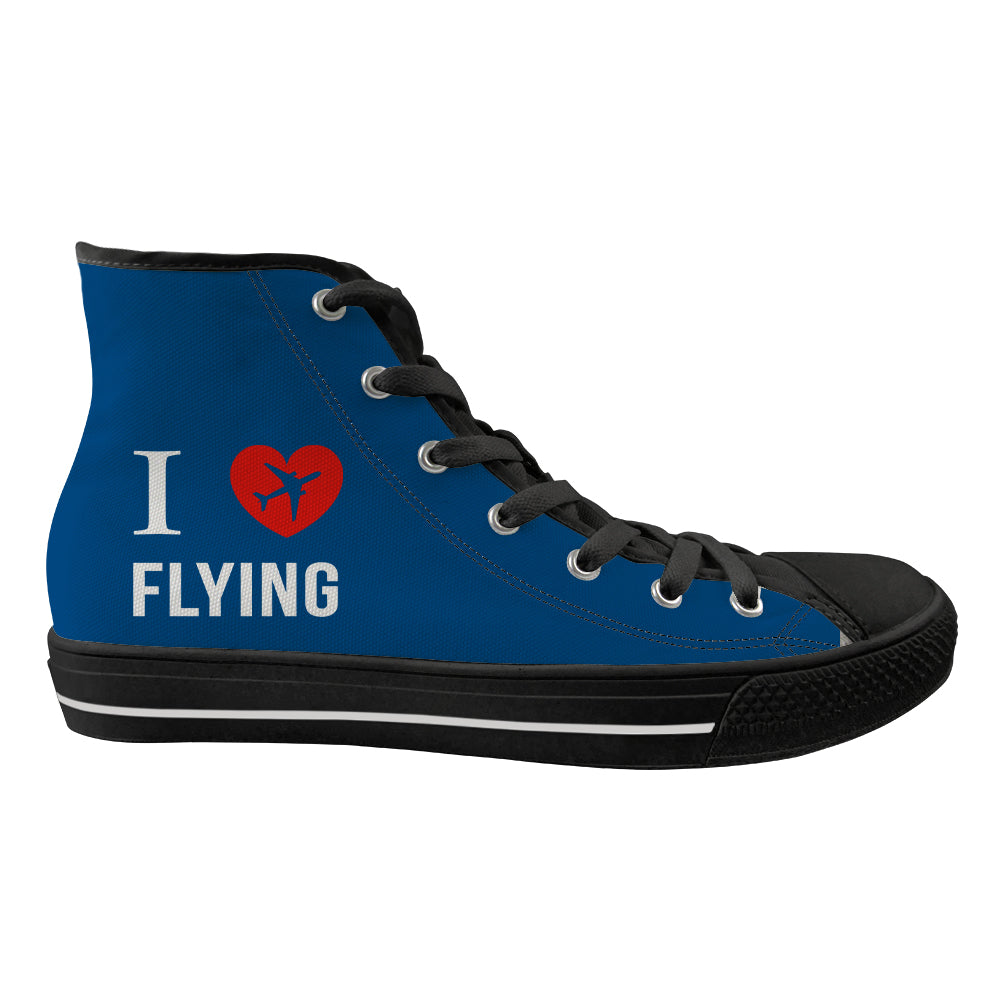 I Love Flying Designed Long Canvas Shoes (Men)