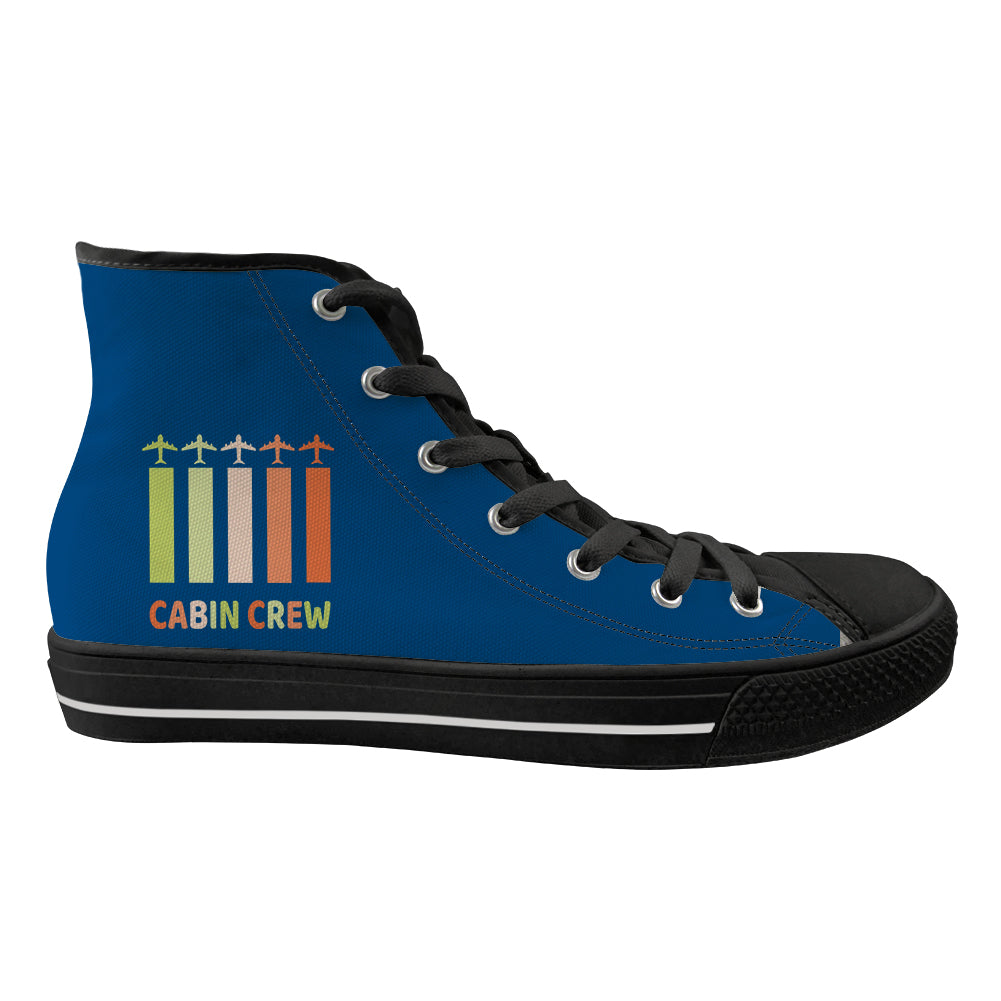 Colourful Cabin Crew Designed Long Canvas Shoes (Women)
