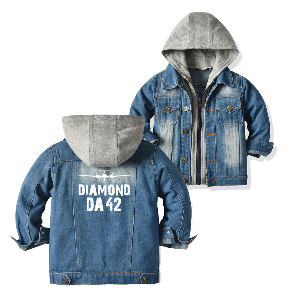Diamond DA42 & Plane Designed Children Hooded Denim Jackets