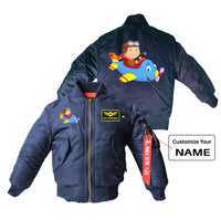 Thumbnail for Little Boy Operating an Airplane Designed Children Bomber Jackets