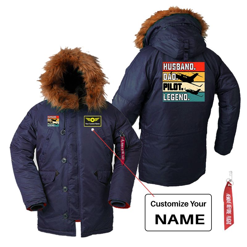 Husband & Dad & Pilot & Legend Designed Parka Bomber Jackets
