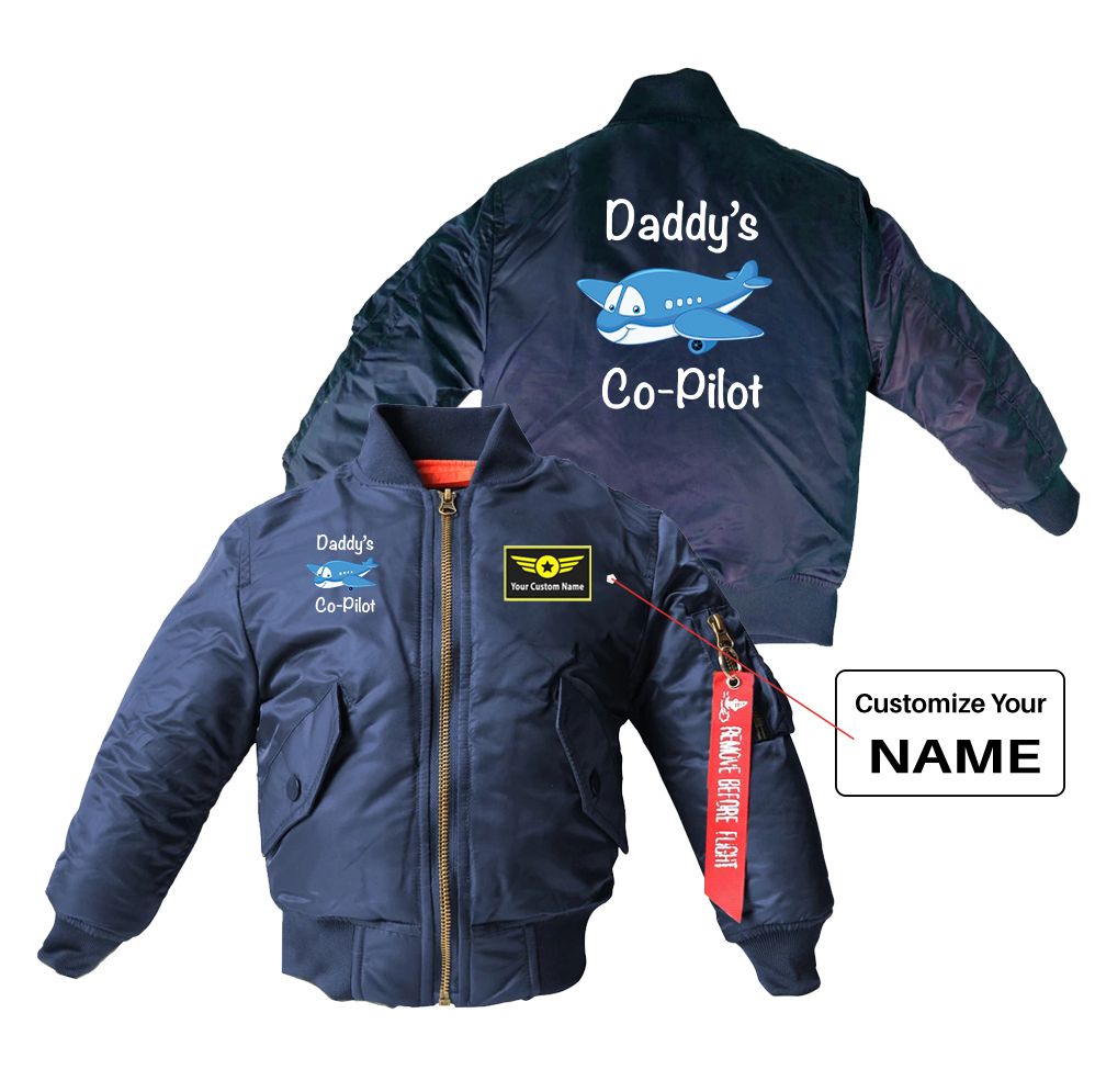 Daddy's Co-Pilot (Jet Airplane) Designed Children Bomber Jackets