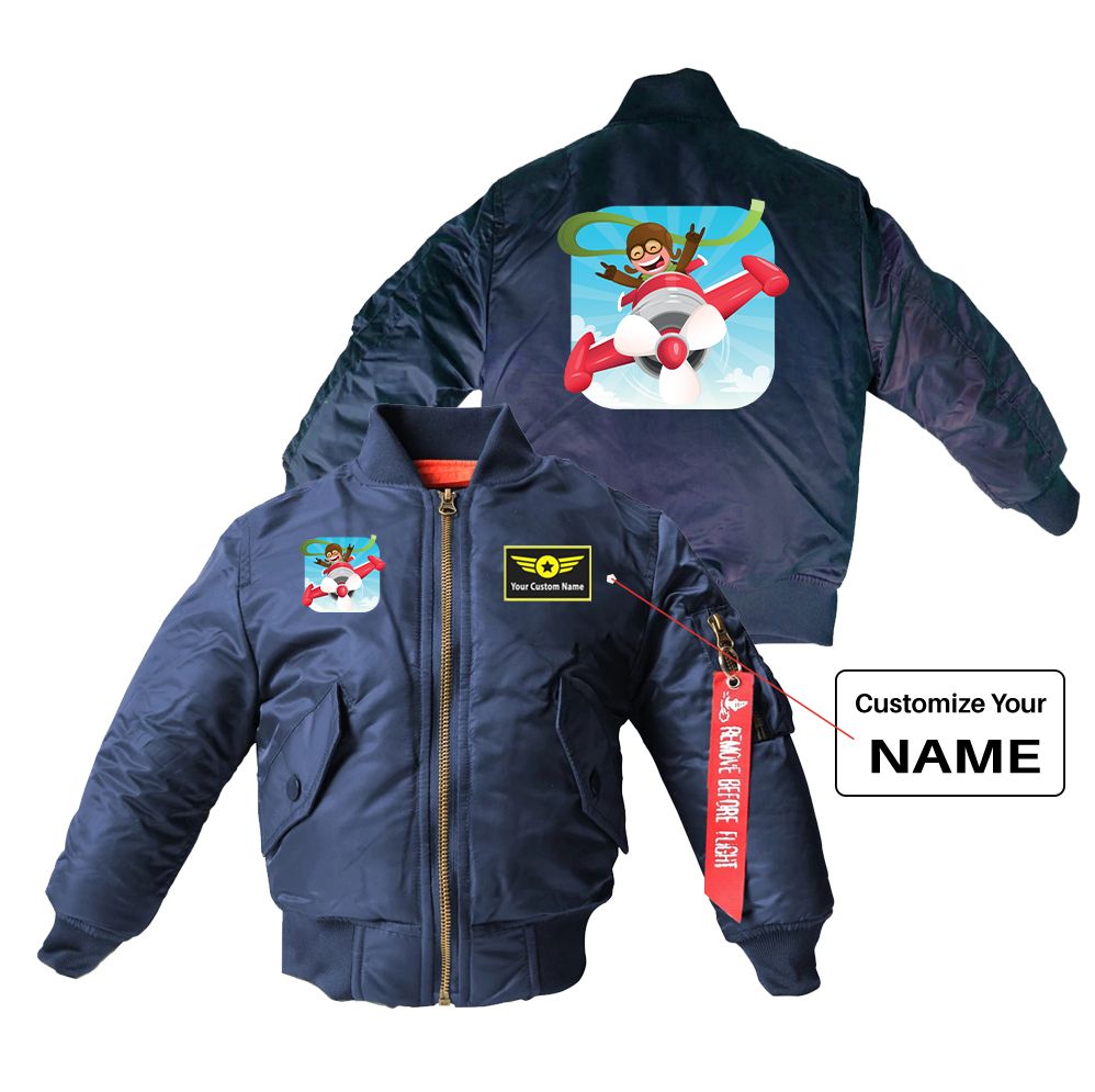 Happy Pilot Designed Children Bomber Jackets