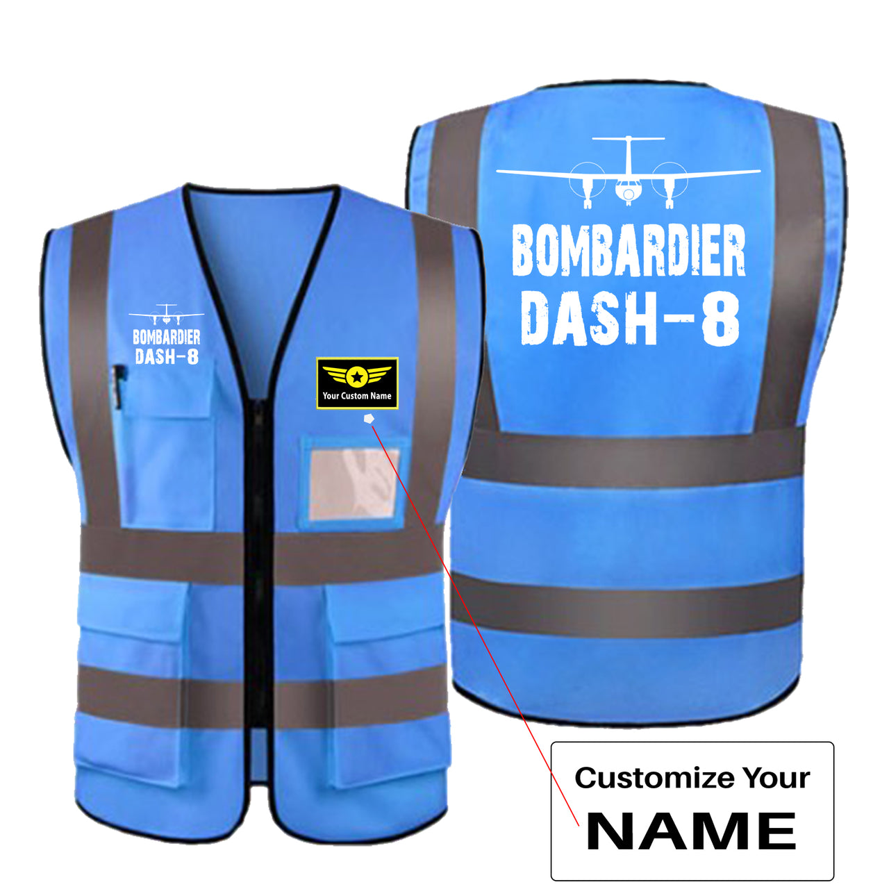 Bombardier Dash-8 & Plane Designed Reflective Vests