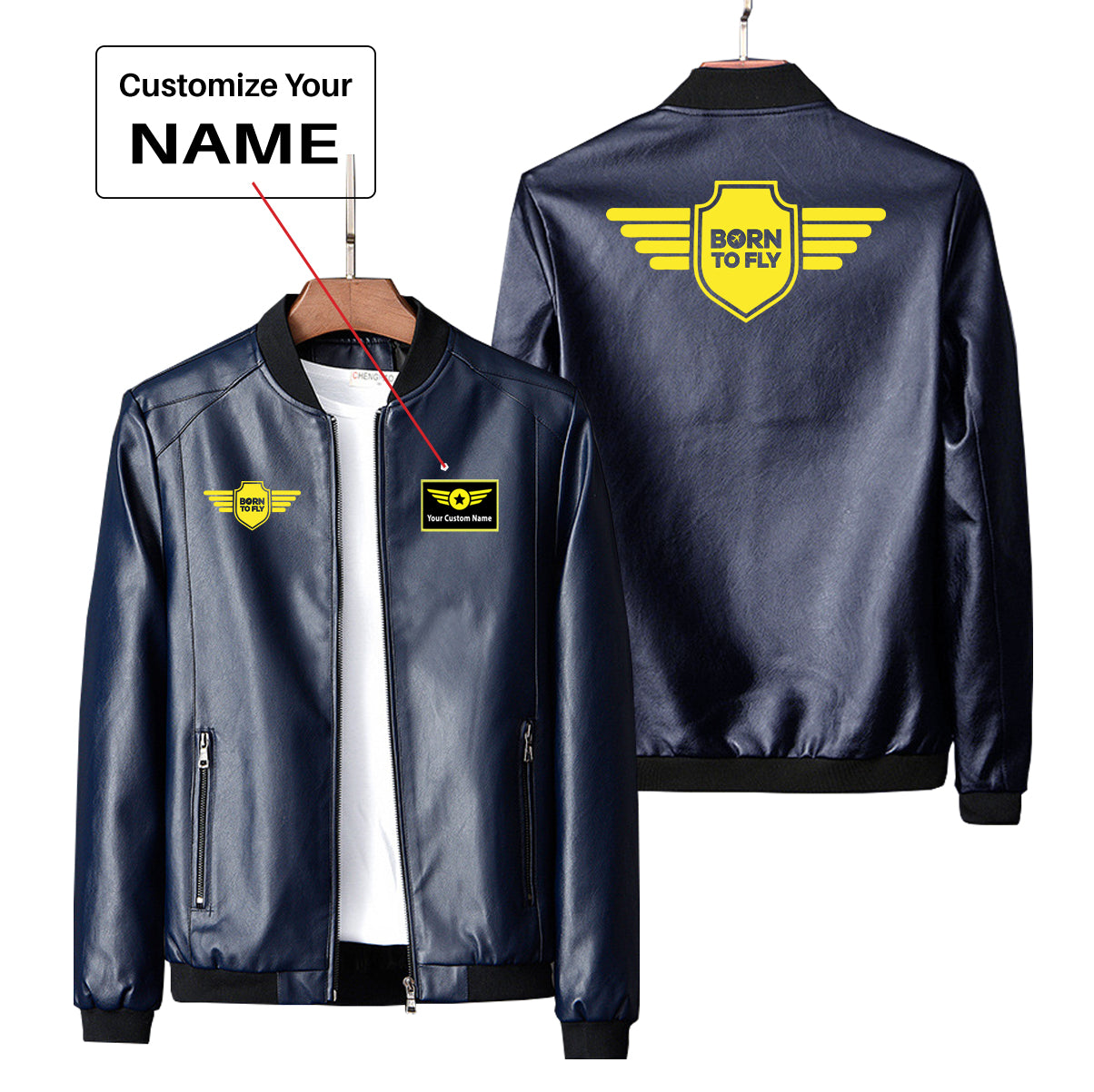 Born To Fly & Badge Designed PU Leather Jackets