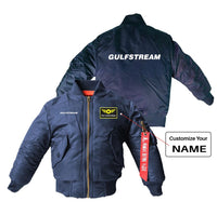 Thumbnail for Gulfstream & Text Designed Children Bomber Jackets