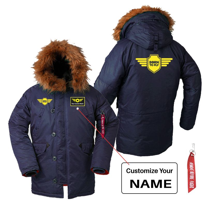 Born To Fly & Badge Designed Parka Bomber Jackets