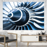 Thumbnail for Blue Toned Super Jet Engine Blades Closeup Printed Canvas Posters (1 Piece) Aviation Shop 