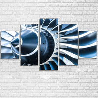 Thumbnail for Blue Toned Super Jet Engine Blades Closeup Printed Multiple Canvas Poster Aviation Shop 
