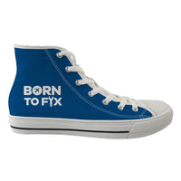 Thumbnail for Born To Fix Airplanes Designed Long Canvas Shoes (Men)