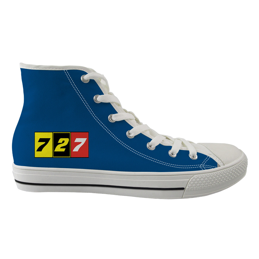 Flat Colourful 727 Designed Long Canvas Shoes (Men)