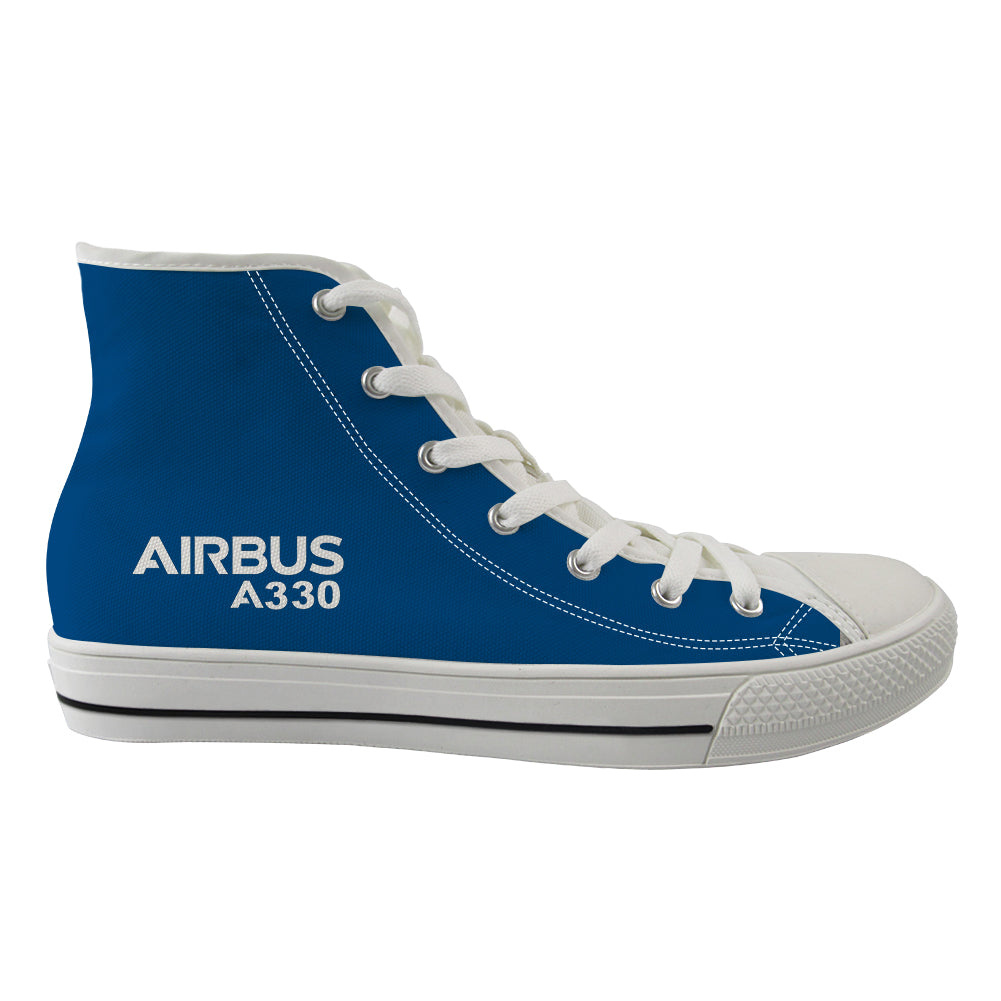 Airbus A330 & Text Designed Long Canvas Shoes (Men)