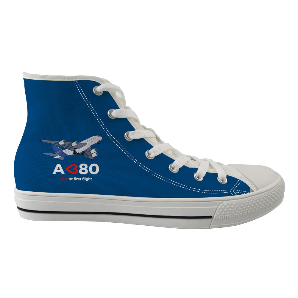 Airbus A380 Love at first flight Designed Long Canvas Shoes (Women)