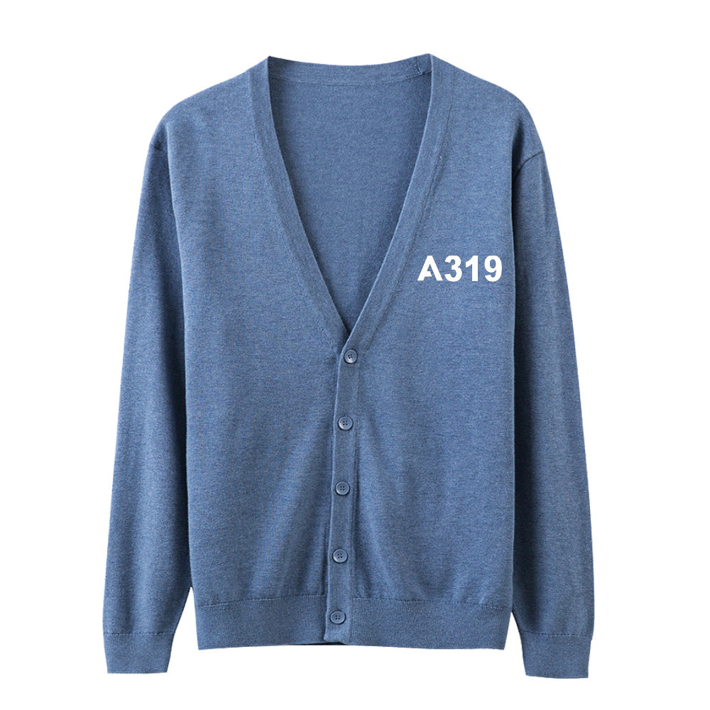 A319 Flat Text Designed Cardigan Sweaters