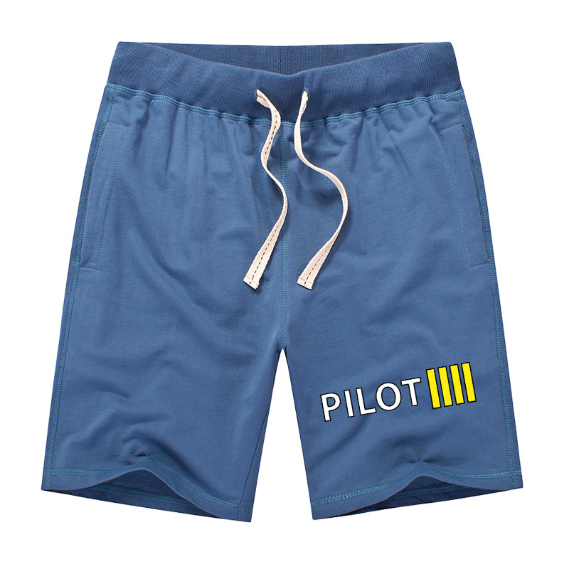 Pilot & Stripes (4 Lines) Designed Cotton Shorts