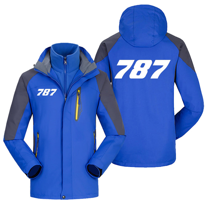 787 Flat Text Designed Thick Skiing Jackets
