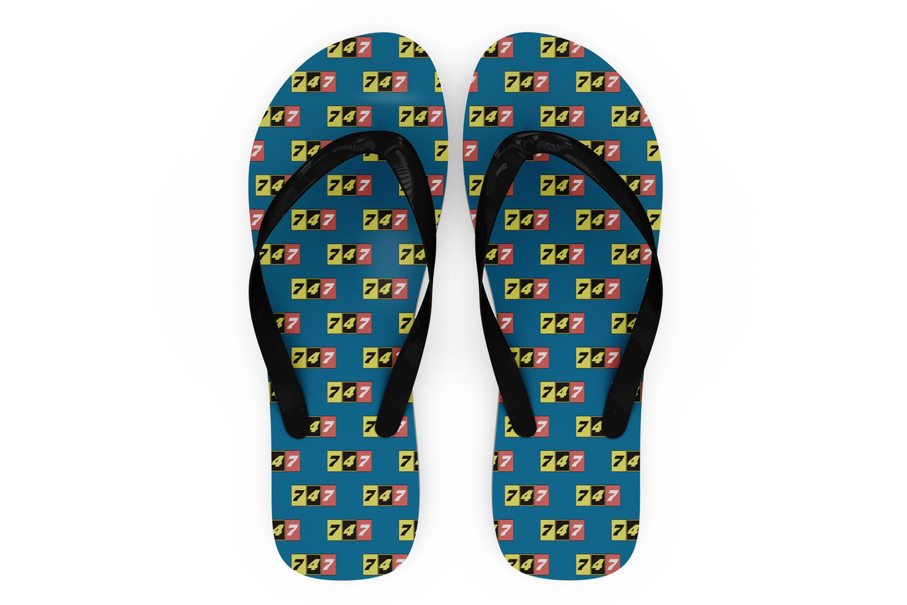 Flat Colourful 747 Designed Slippers (Flip Flops)