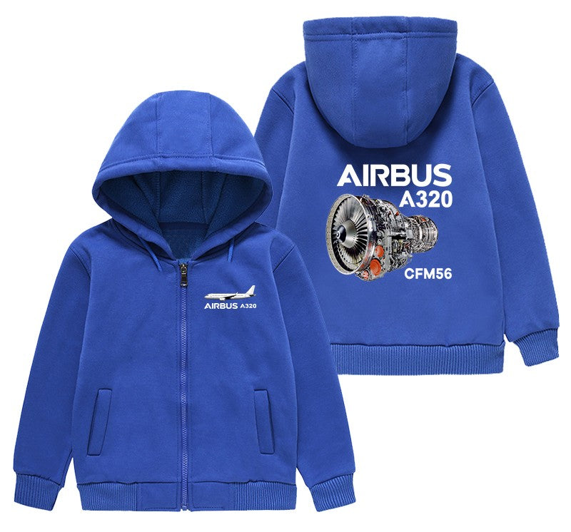 Airbus A320 & CFM56 Engine Designed "CHILDREN" Zipped Hoodies