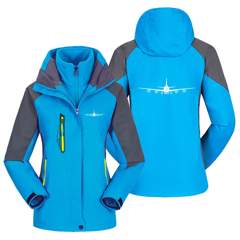 Boeing 747 Silhouette Silhouette Designed Thick "WOMEN" Skiing Jackets
