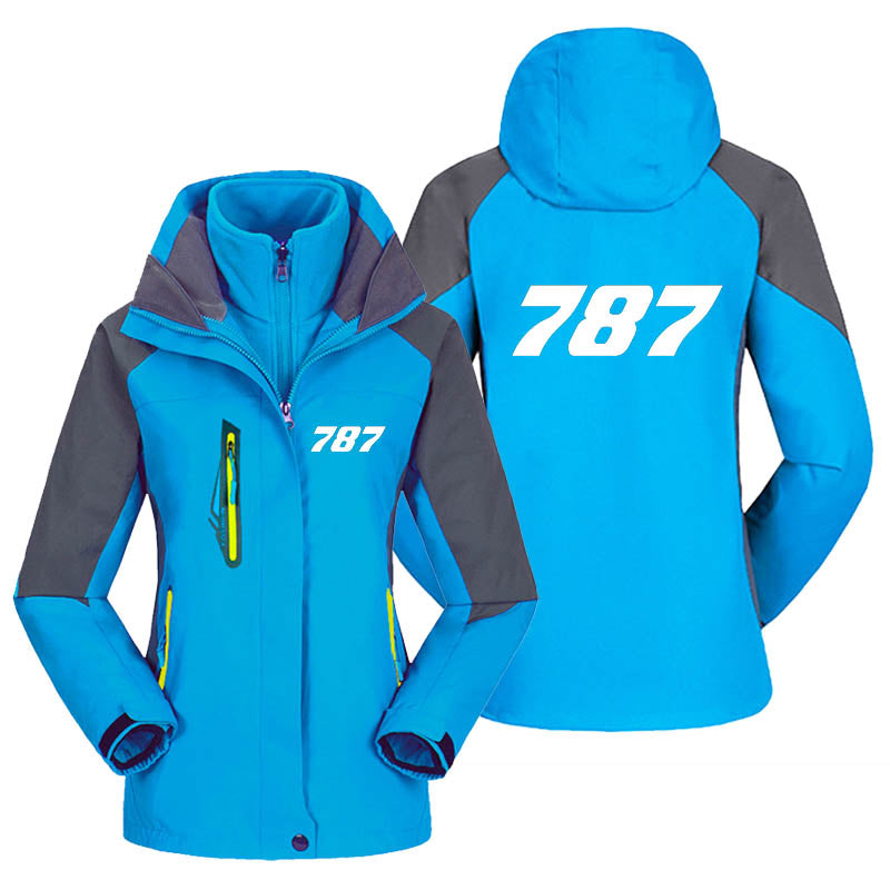 787 Flat Text Designed Thick "WOMEN" Skiing Jackets