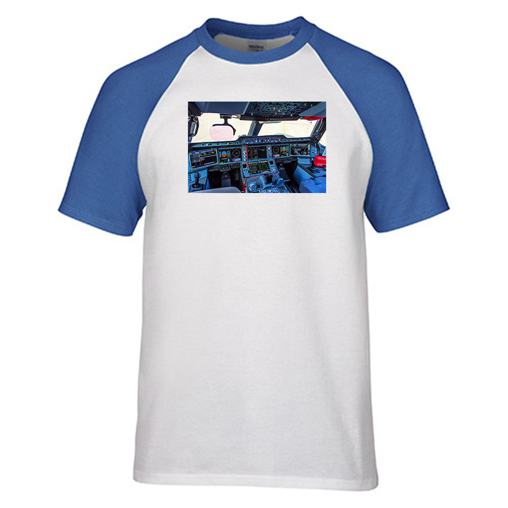 Airbus A350 Cockpit Designed Raglan T-Shirts
