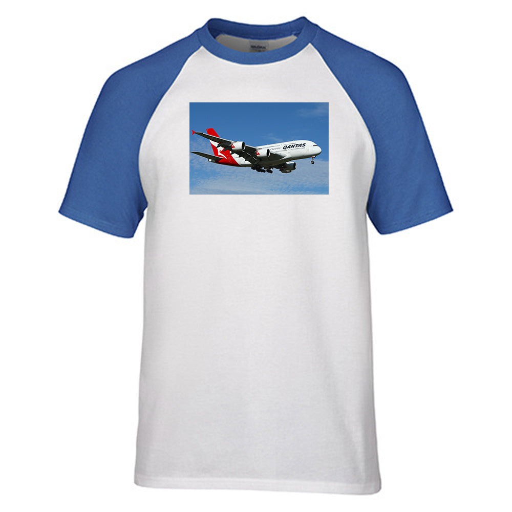 Landing Qantas A380 Designed Raglan T-Shirts
