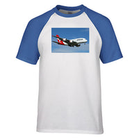 Thumbnail for Landing Qantas A380 Designed Raglan T-Shirts