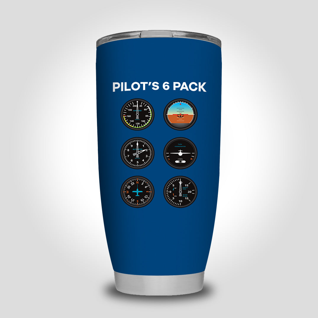 Pilot's 6 Pack Designed Tumbler Travel Mugs