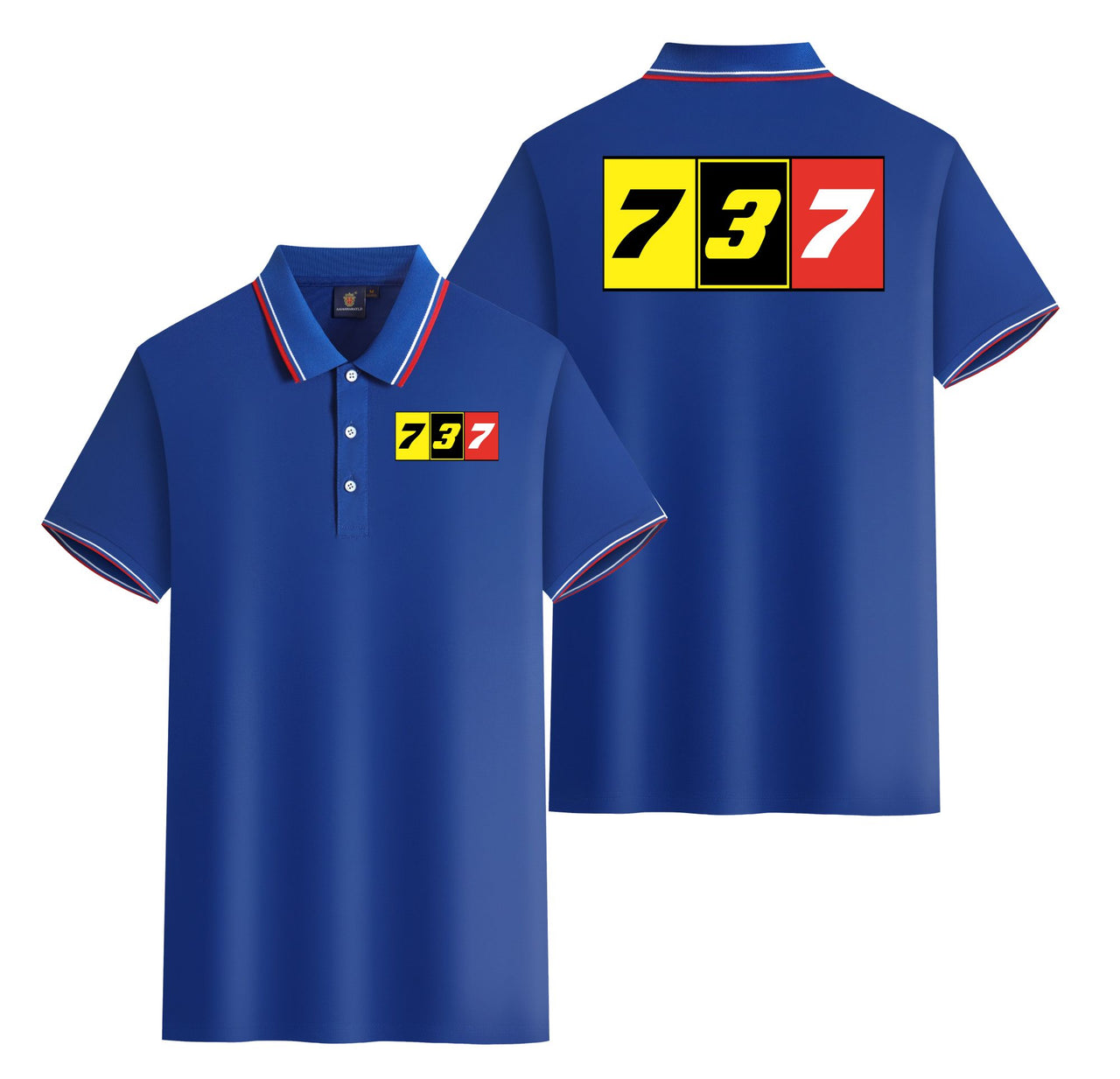 Flat Colourful 737 Designed Stylish Polo T-Shirts (Double-Side)