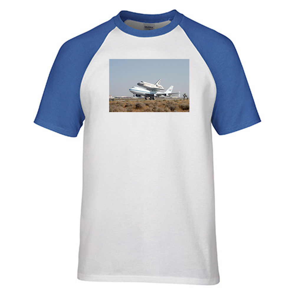 Boeing 747 Carrying Nasa's Space Shuttle Designed Raglan T-Shirts