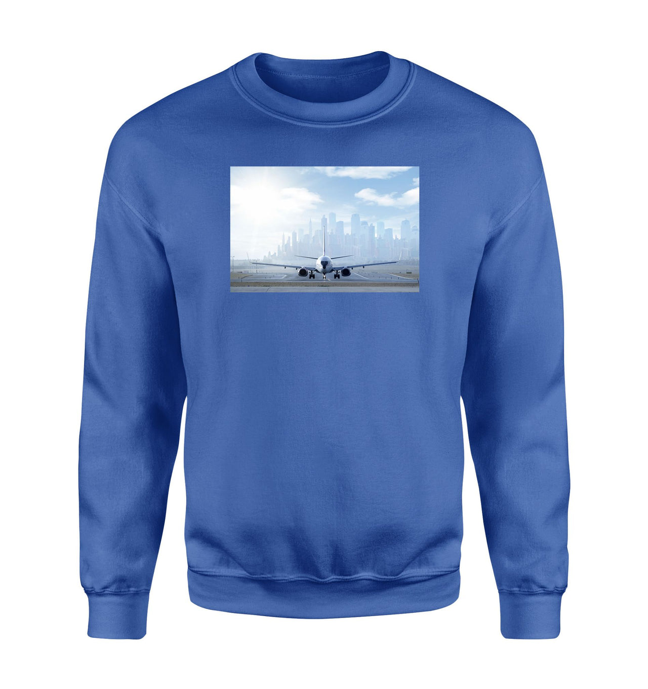 Boeing 737 & City View Behind Designed Sweatshirts