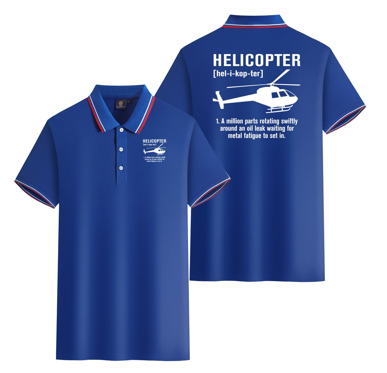 Helicopter [Noun] Designed Stylish Polo T-Shirts (Double-Side)