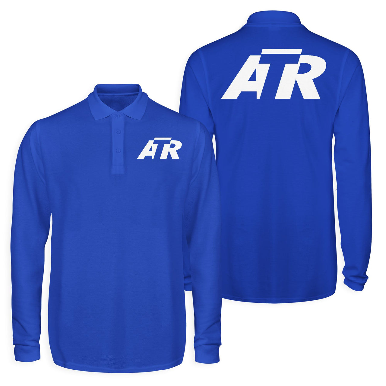 ATR & Text Designed Long Sleeve Polo T-Shirts (Double-Side)