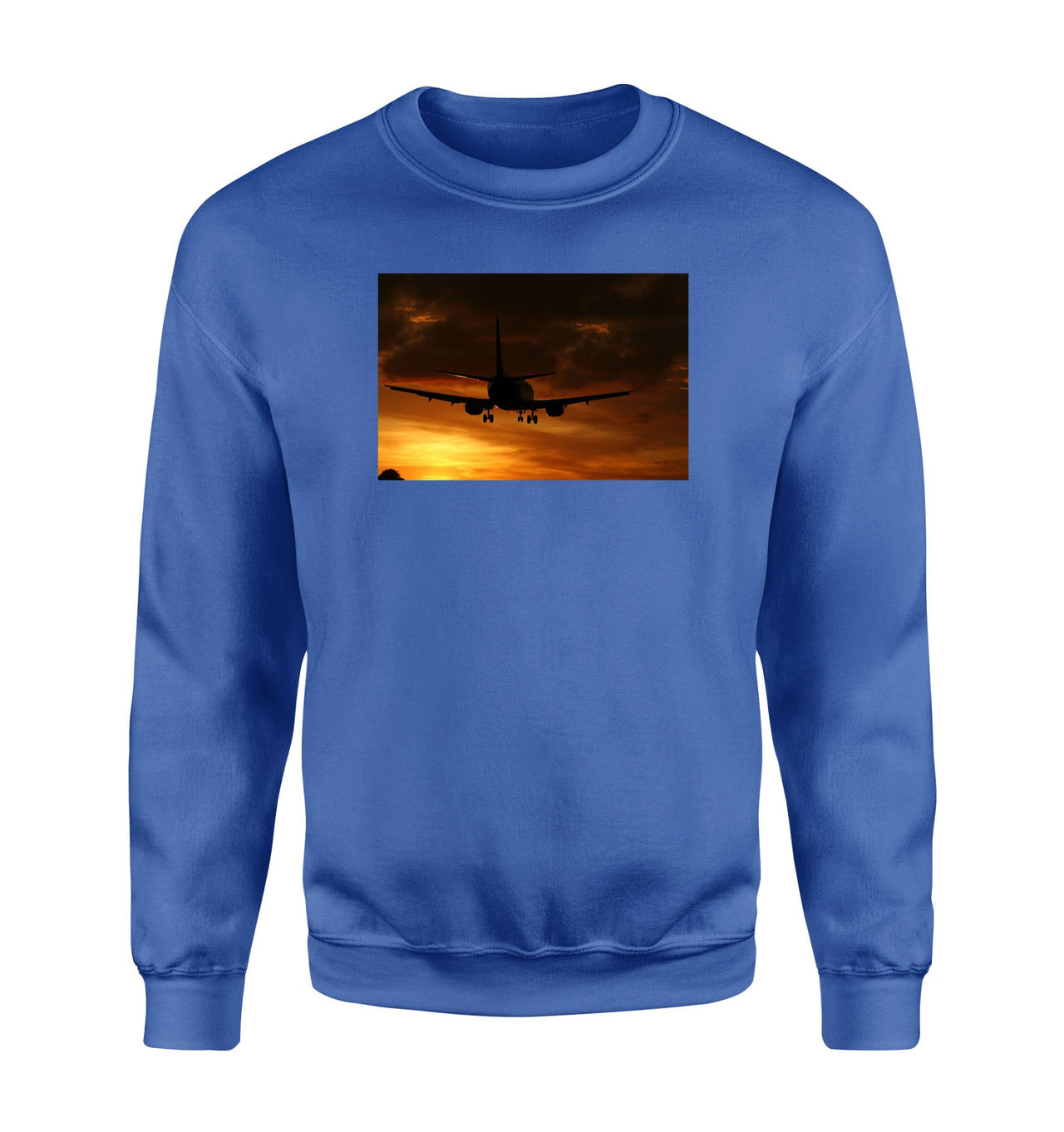 Beautiful Aircraft Landing at Sunset Designed Sweatshirts
