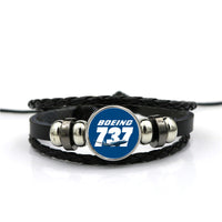 Thumbnail for Super Boeing 737+Text Designed Leather Bracelets