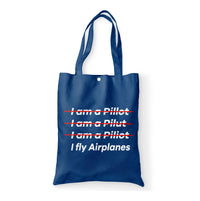 Thumbnail for I Fly Airplanes Designed Tote Bags