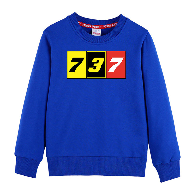 Flat Colourful 737 Designed "CHILDREN" Sweatshirts