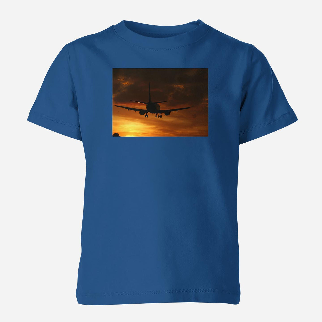 Beautiful Aircraft Landing at Sunset Designed Children T-Shirts