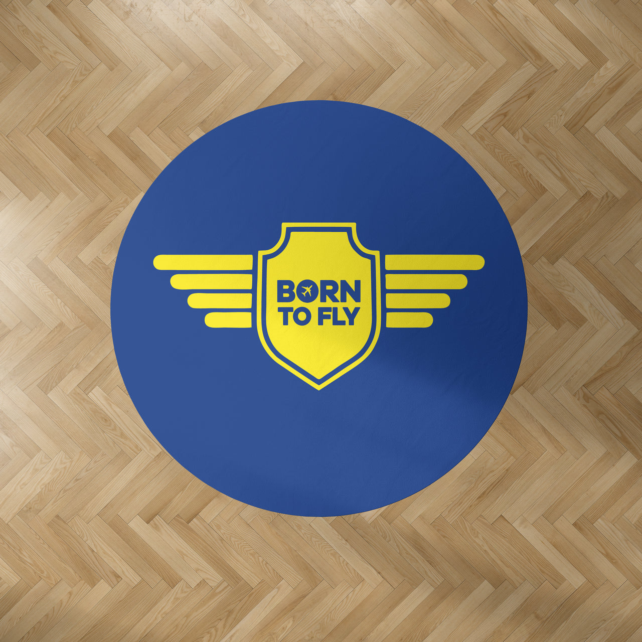 Born To Fly & Badge Designed Carpet & Floor Mats (Round)