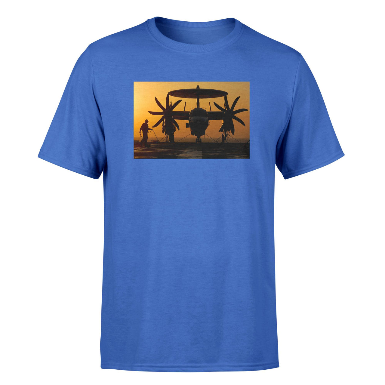 Military Plane at Sunset Designed T-Shirts