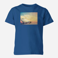 Thumbnail for Parked Aircraft During Sunset Designed Children T-Shirts