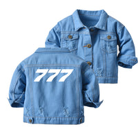 Thumbnail for 777 Flat Text Designed Children Denim Jackets