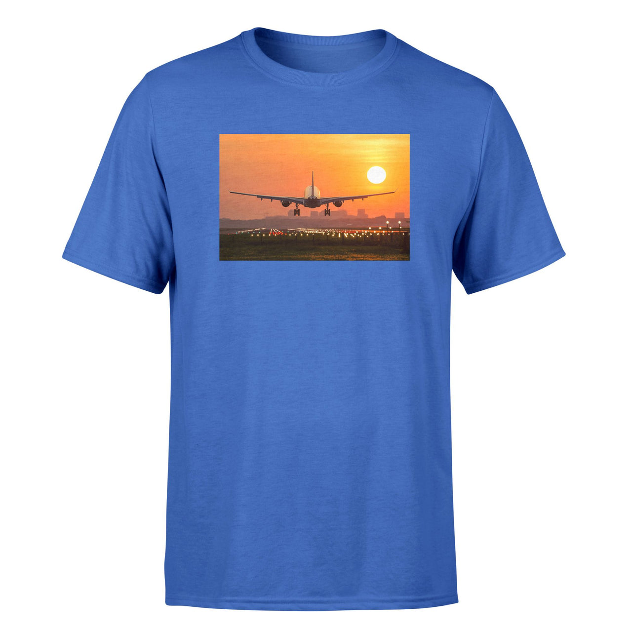 Amazing Airbus A330 Landing at Sunset Designed T-Shirts
