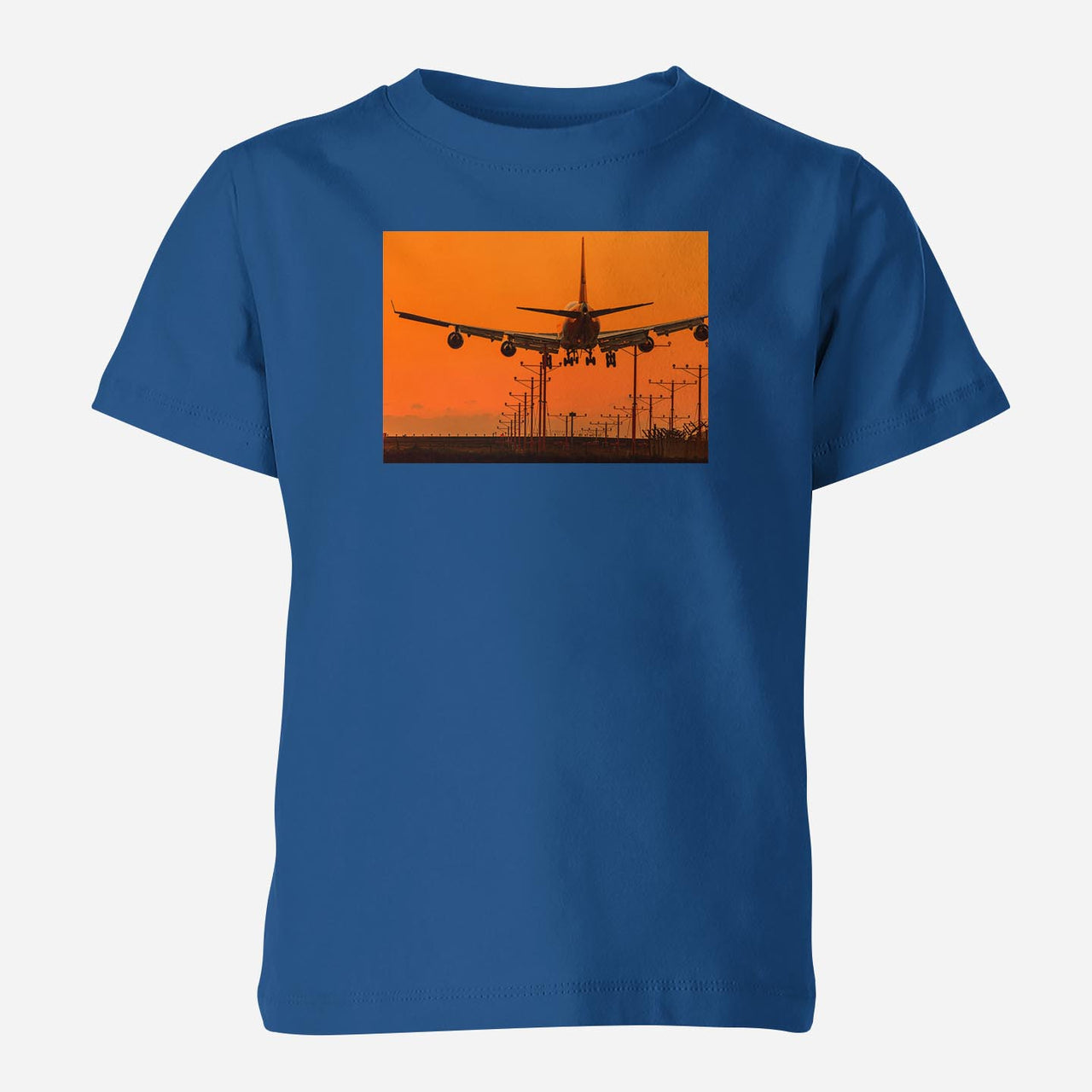 Close up to Boeing 747 Landing at Sunset Designed Children T-Shirts