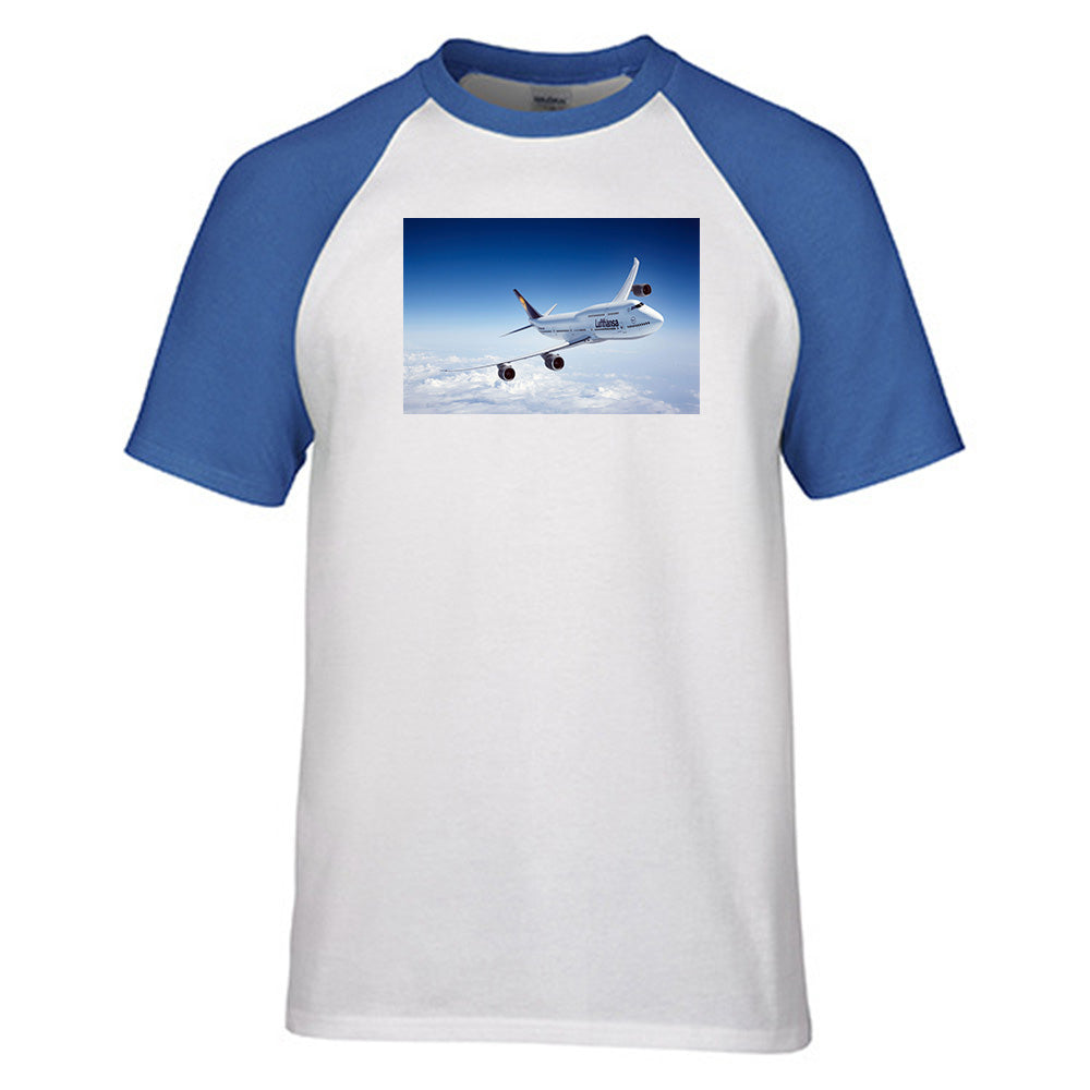 Cruising Lufthansa's Boeing 747 Designed Raglan T-Shirts