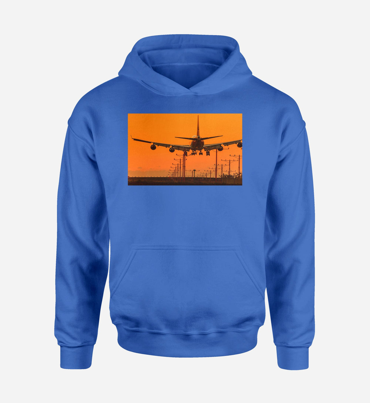 Close up to Boeing 747 Landing at Sunset Designed Hoodies