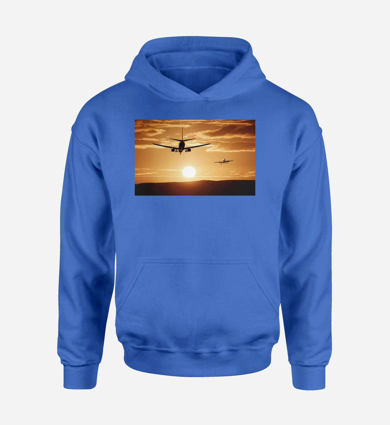Two Aeroplanes During Sunset Designed Hoodies