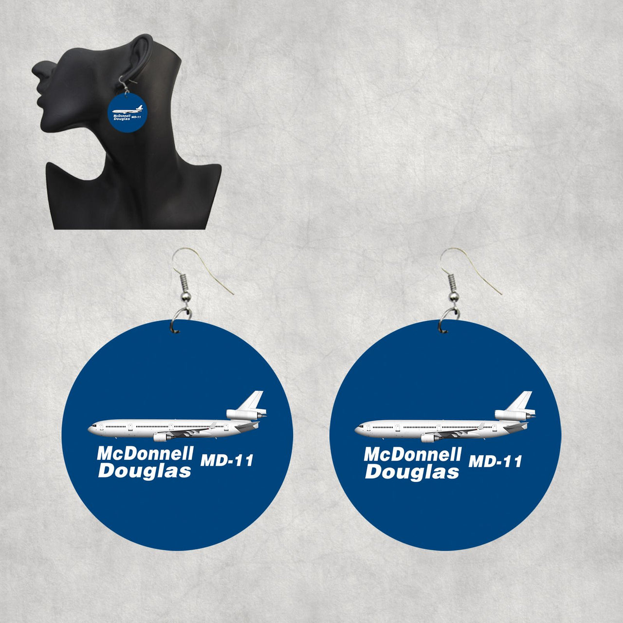 The McDonnell Douglas MD-11 Designed Wooden Drop Earrings