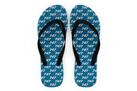 Thumbnail for 747 Flat Text Designed Slippers (Flip Flops)